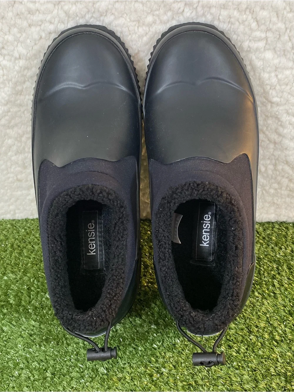 Kensie Carmella Duck Boots Women's Size 8 Winter Rain Clog Black Waterproof Fur